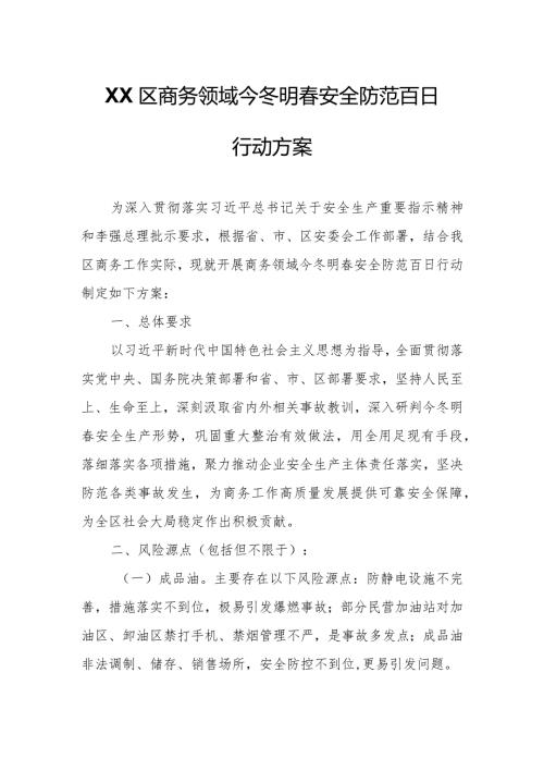 XX区商务领域今冬明安全防范百日行动方案.docx