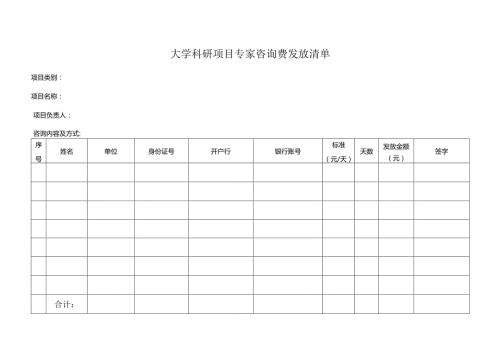 大学科研项目专家咨询费发放清单.docx