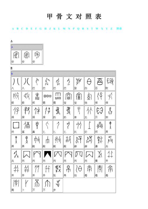 甲骨文对照表典藏版.doc