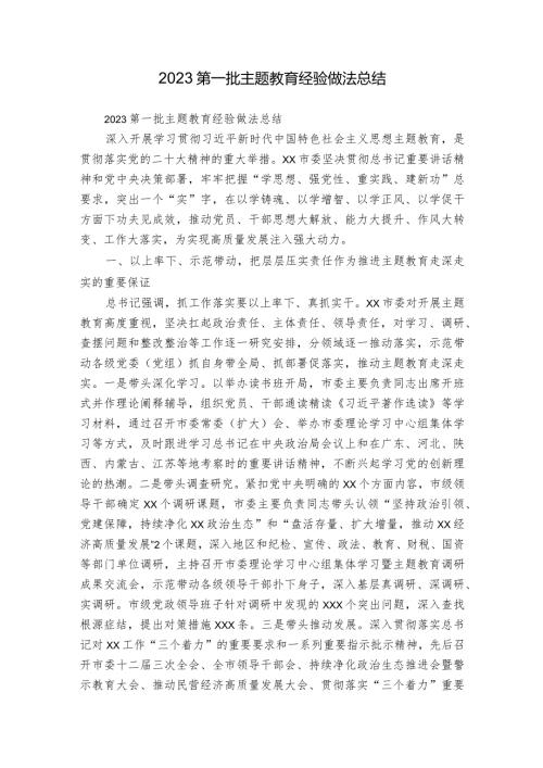 2023第一批主题教育经验做法总结.docx
