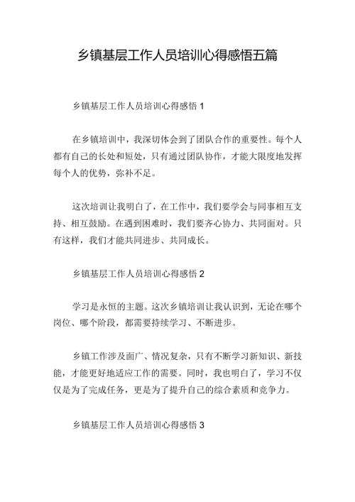 乡镇基层工作人员培训心得感悟五篇.docx