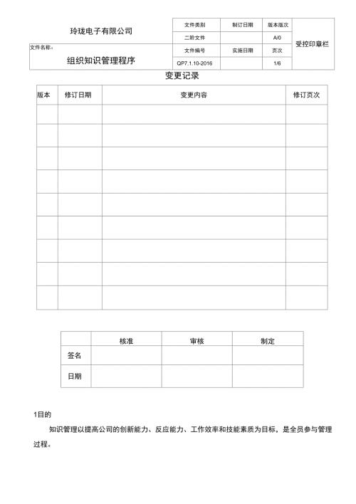 TS16949组织知识管理程序.docx