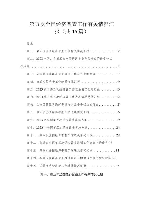 第五次全国经济普查工作有关情况汇报（共15篇）.docx