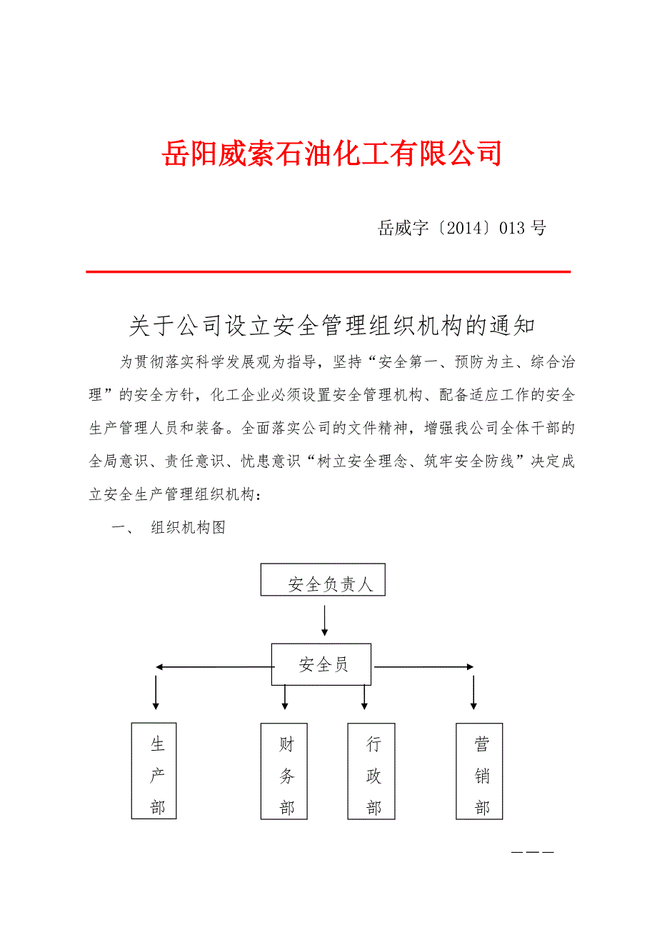 石油化工公司安全管理组织机构.doc_第1页