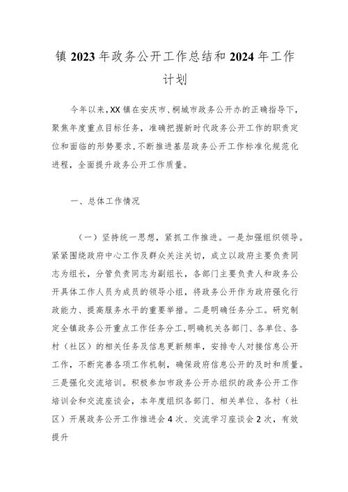镇2023年政务公开工作总结和2024年工作计划.docx