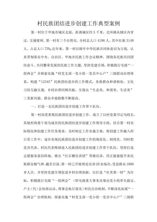 村民族团结进步创建工作典型案例.docx