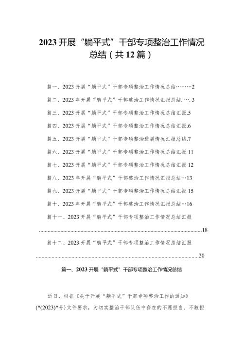 开展“躺平式”干部专项整治工作情况总结（共12篇）.docx