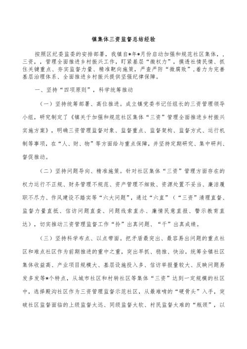 镇集体三资监督总结经验.docx