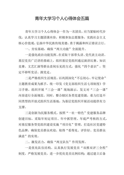 青年大学习个人心得体会五篇.docx