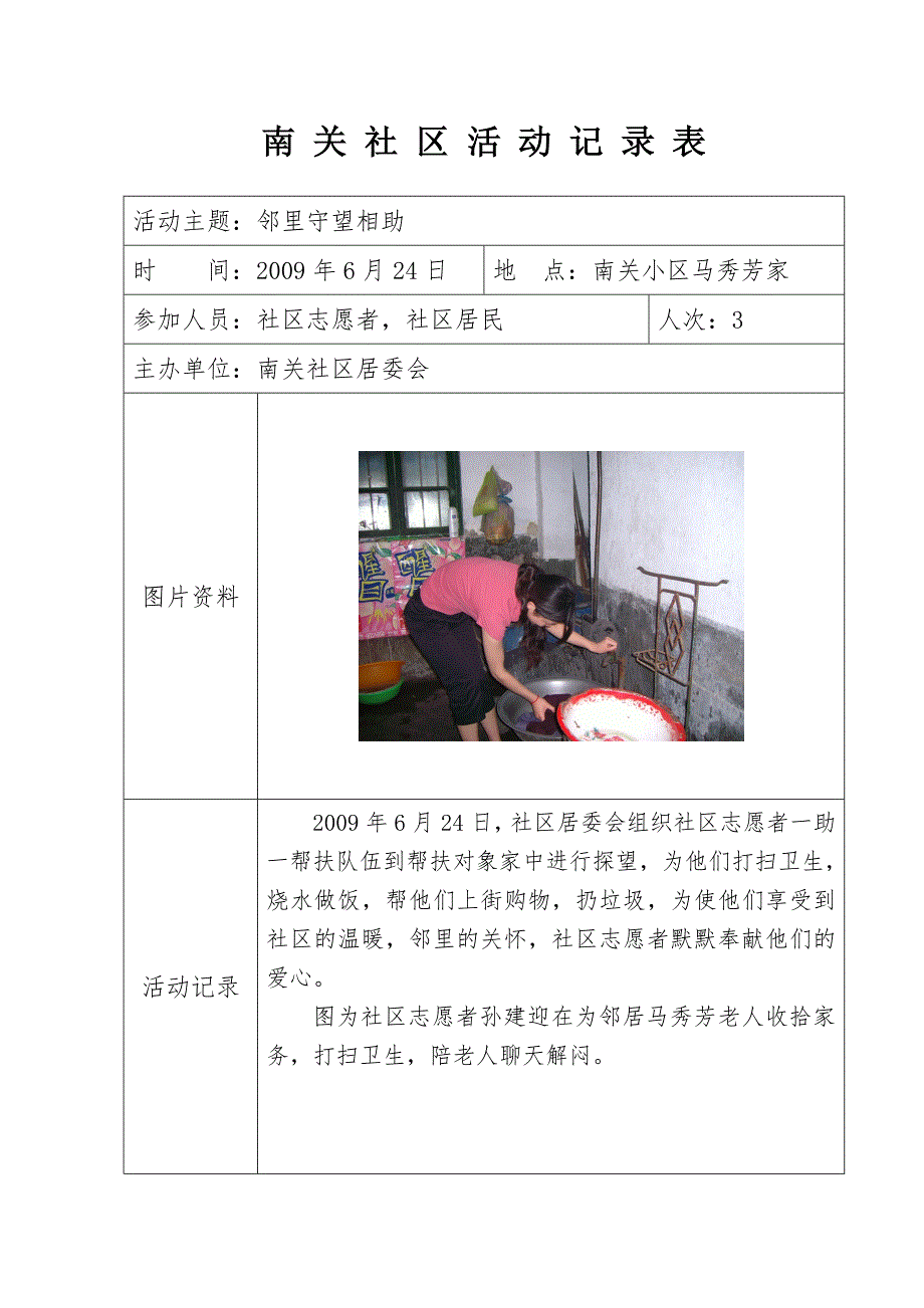 社区邻里互助活动记录表.doc_第2页