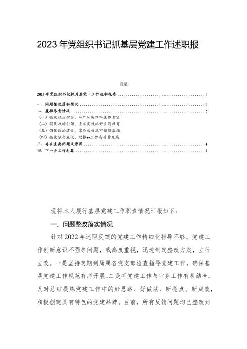 2023年党组织书记抓基层党建工作述职报告.docx