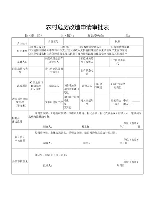 农村危房改造申请审批表.docx