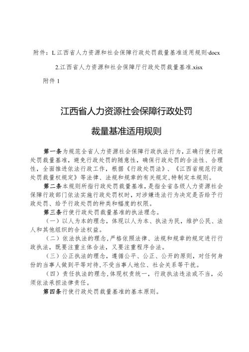 江西省人力资源和社会保障行政处罚裁量基准适用规则.docx