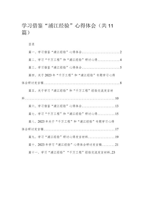 2023学习借鉴“浦江经验”心得体会11篇(最新精选)(1).docx