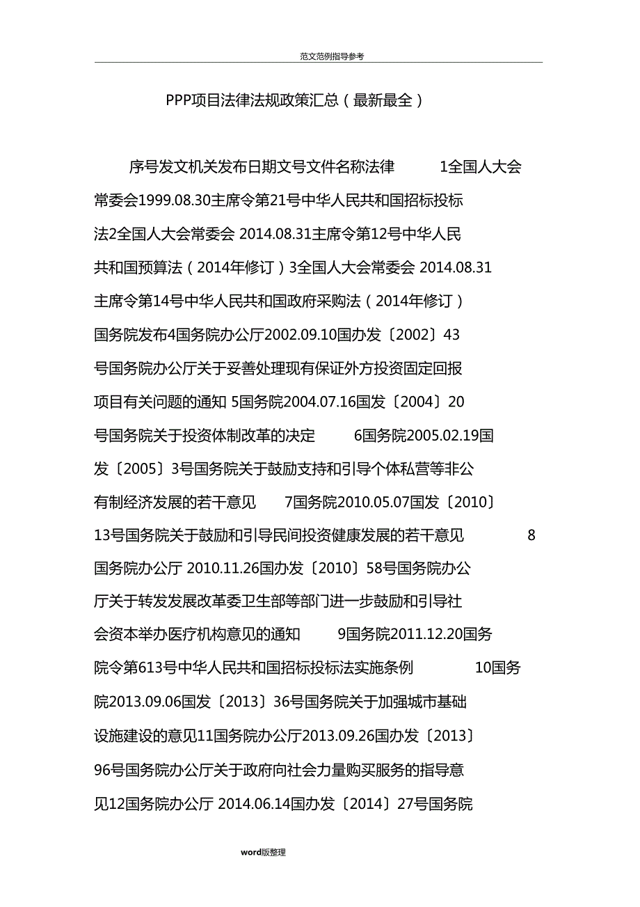 PPP项目法律法规政策汇总最新最全.doc_第1页