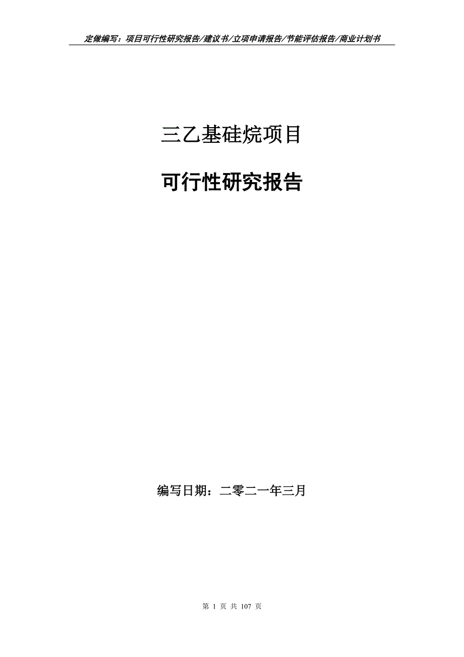 三乙基硅烷项目可行性研究报告写作范本.doc_第1页