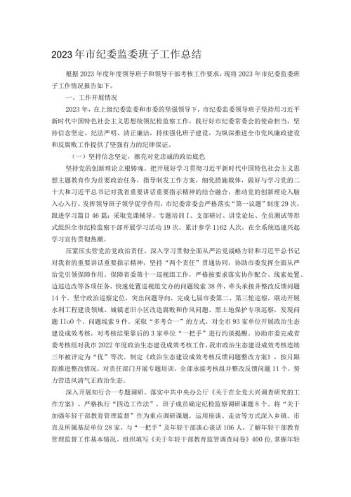 2023年市纪委监委班子工作总结.docx