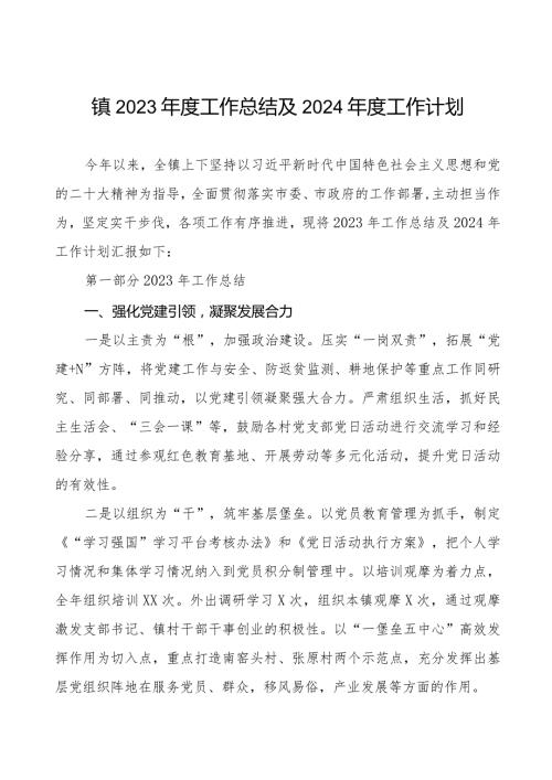 镇2023工作总结及2024工作计划.docx