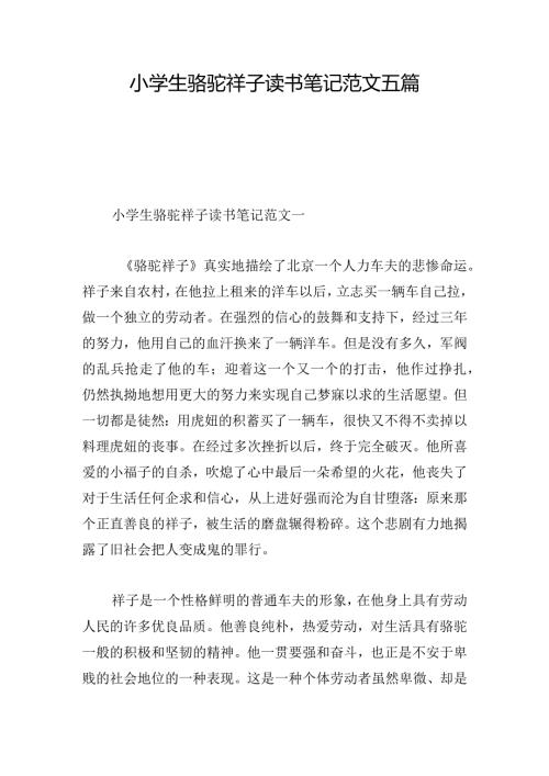 小学生骆驼祥子读书笔记范文五篇.docx