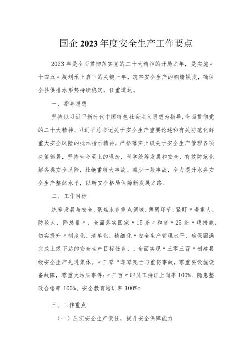 国企2023安全生产工作要点.docx