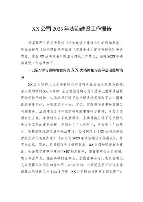 公司2023年法治建设工作报告.docx