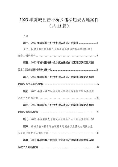 （13篇）2023年虞城县芒种桥乡违法违规占地案件范文(1).docx