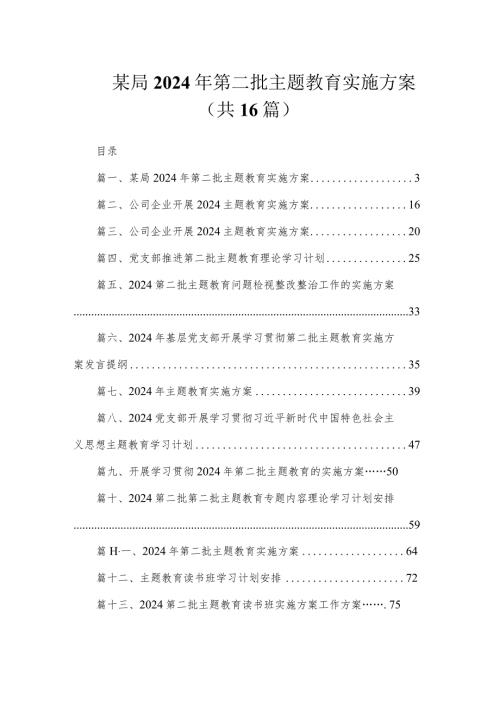 某局2024年第二批专题教育实施方案（共16篇）.docx