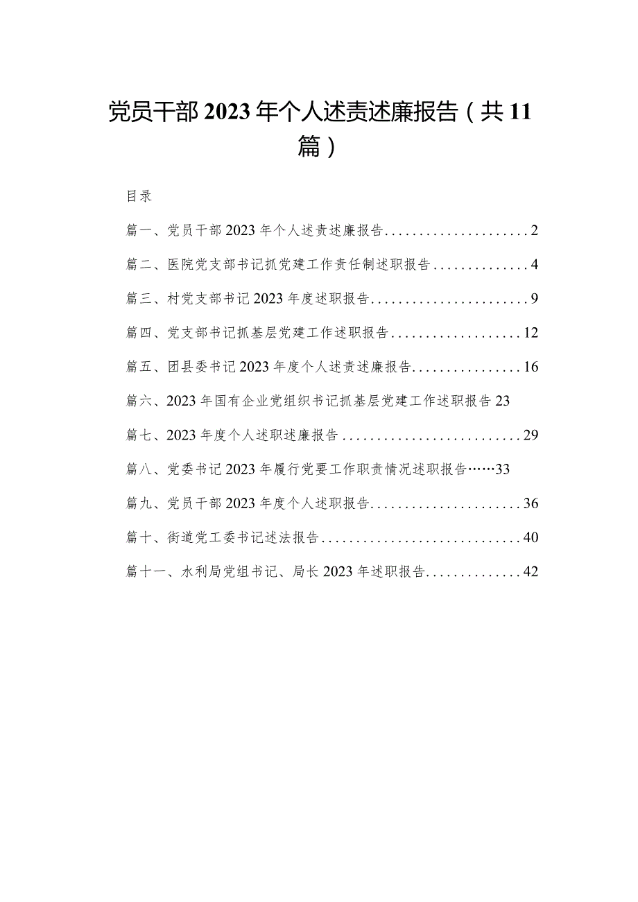 （11篇）党员干部2023年个人述责述廉报告范文(1).docx_第1页