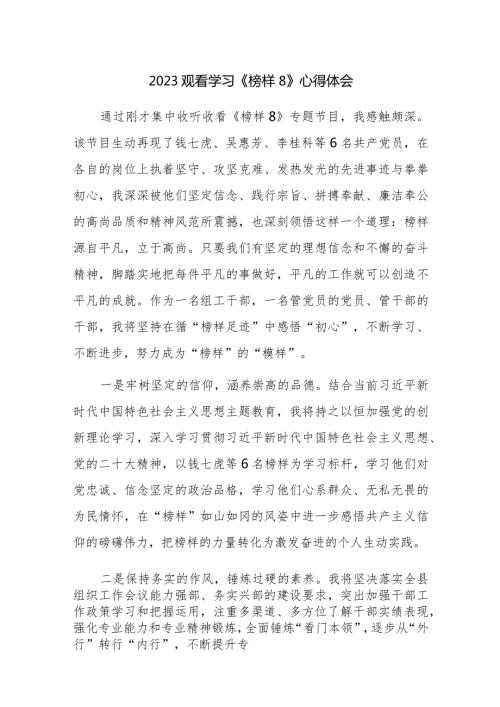 2023观看学习《榜样8》心得体会6篇范文稿.docx