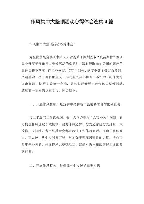作风集中大整顿活动心得体会选集4篇.docx