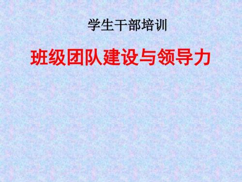 班级团队建设与领导力PPT课件.ppt