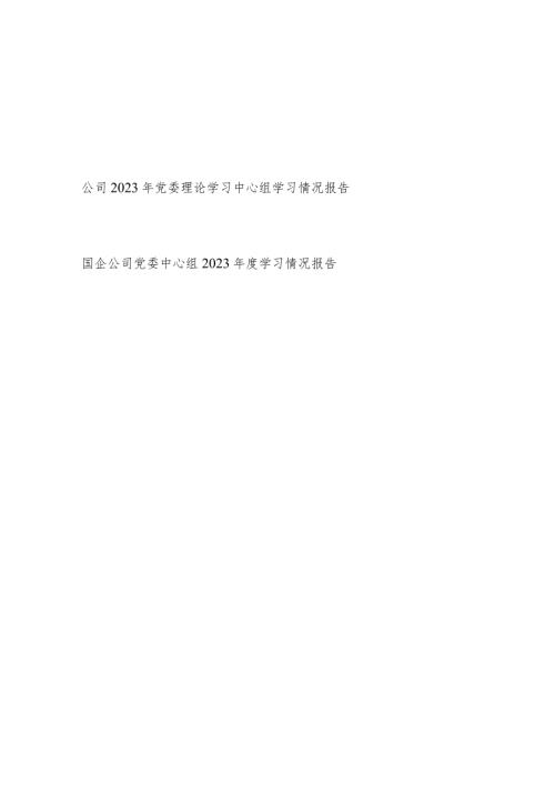 国企公司党委理论中心组2023学习情况报告2篇.docx