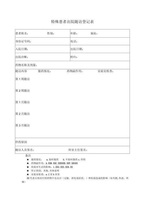 特殊患者出院随访登记表.docx
