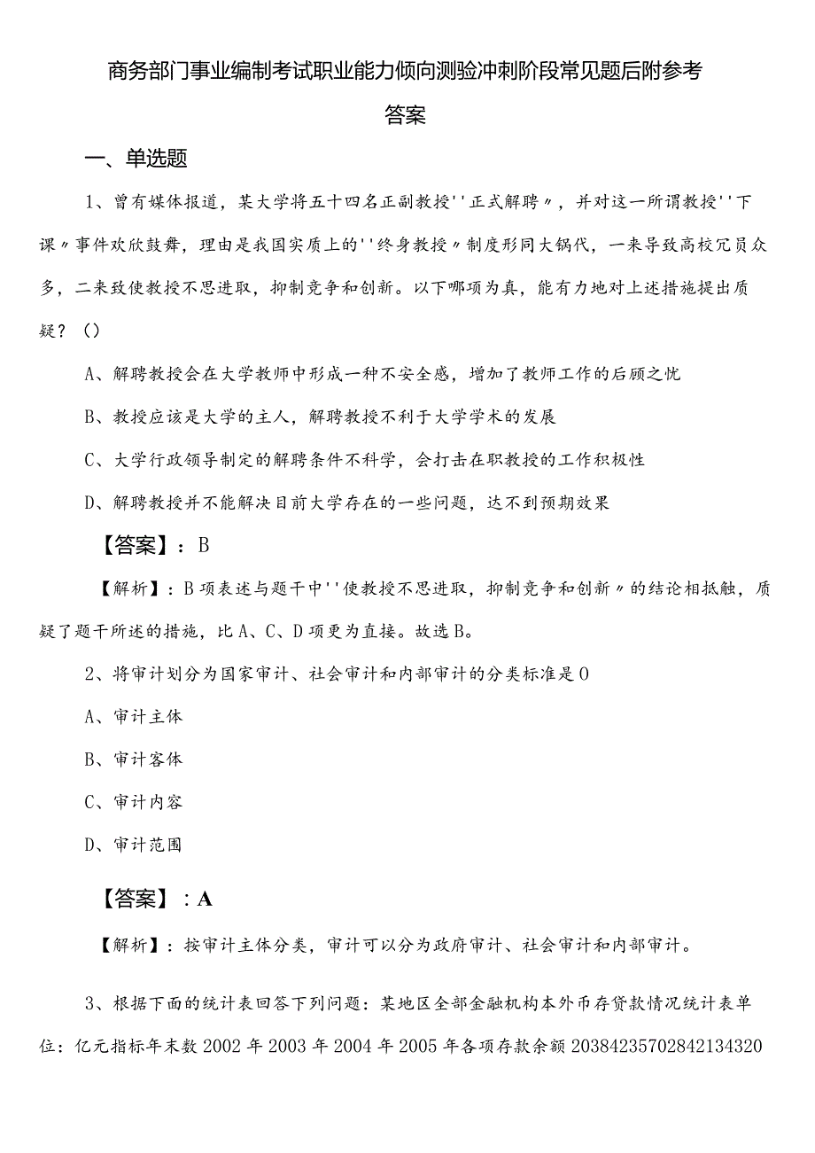 商务部门事业编制考试职业能力倾向测验冲刺阶段常见题后附参考答案.docx_第1页