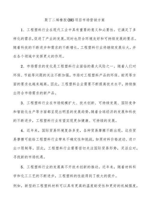 聚丁二烯橡胶（BR）项目市场营销方案.docx