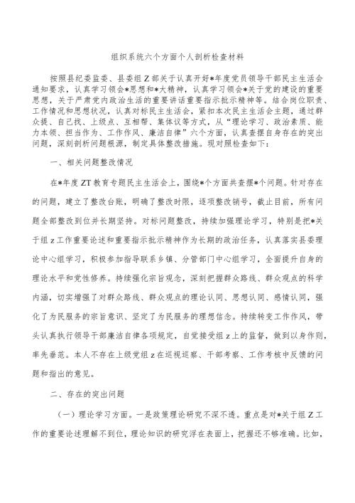 组织系统六个方面个人剖析检查材料.docx