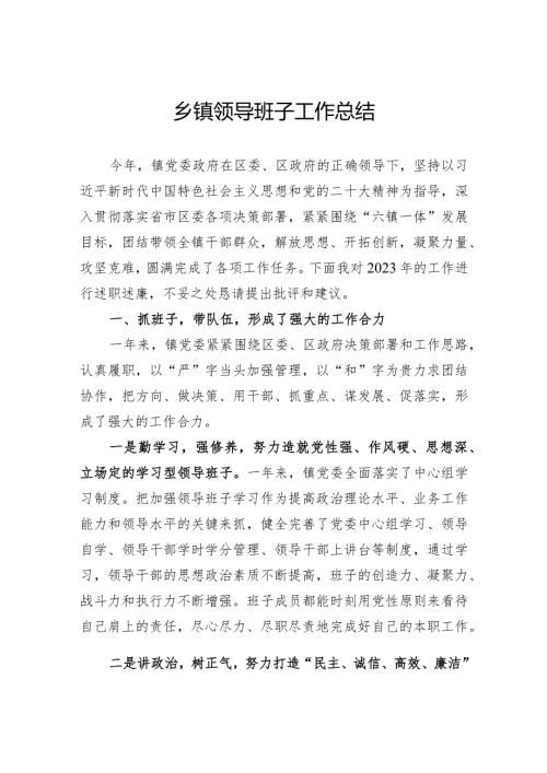 乡镇领导班子工作总结(1).docx