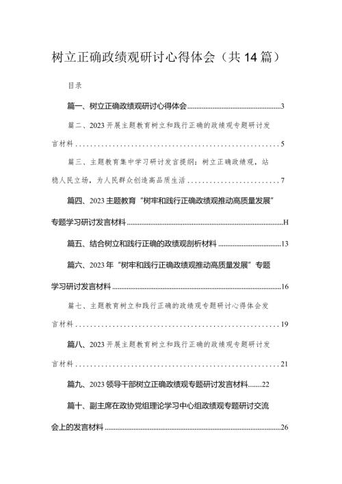 树立正确政绩观研讨心得体会14篇供参考.docx