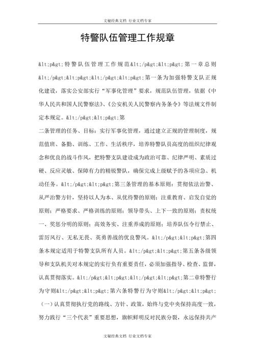特警队伍管理工作规章.doc