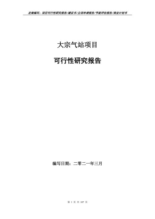 大宗气站项目可行性研究报告立项申请.doc