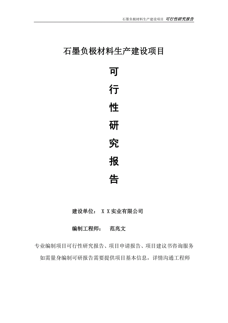 石墨负极材料生产项目可行性研究报告完整可修改版.doc_第1页