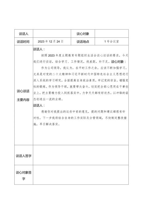 2023谈心谈话记录表（12份）.docx