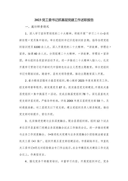 2023党工委书记抓基层党建工作述职报告.docx