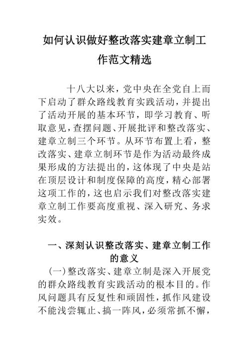 如何认识做好整改落实建章立制工作范文精选.doc