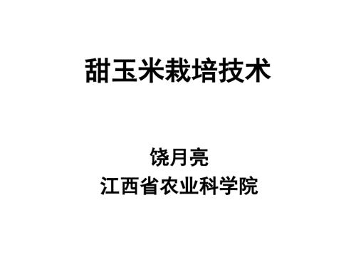 甜玉米栽培技术PPT课件.ppt