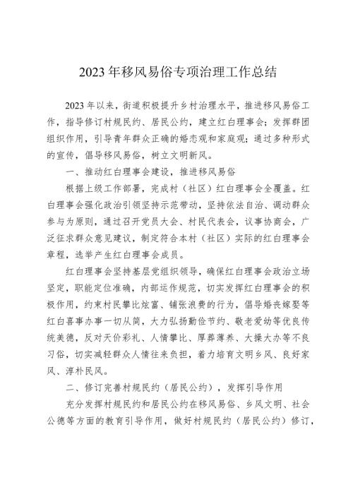 2023年移风易俗专项治理工作总结.docx