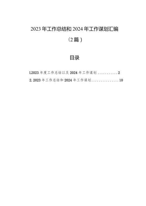 2023年工作总结和2024年工作谋划汇编（2篇）.docx