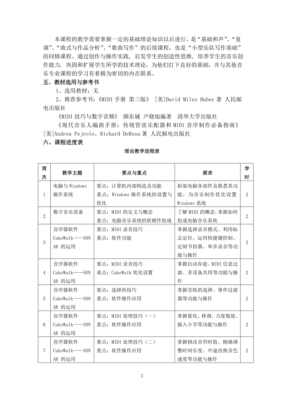 电脑音乐制作课程教学大纲.doc_第2页