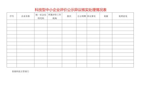科技型中小企业评价公示异议核实处理情况表.docx