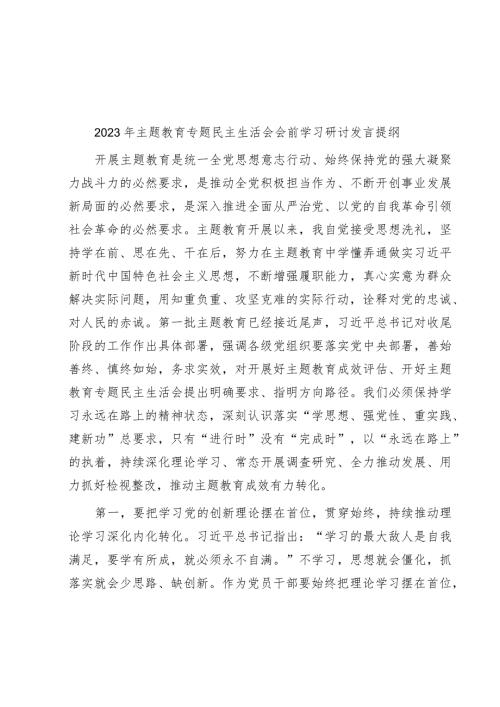 库2023年主题教育专题民主生活会会前学习研讨发言提纲.docx